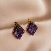 Silver Earrings with Raw Diamons, Amethyst Stone