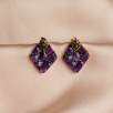 Silver Earrings with Raw Diamons, Amethyst Stone