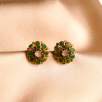 Silver Earrings with Raw Diamons, Emerald Stone