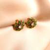 Silver Earrings with Raw Diamons, Emerald Stone