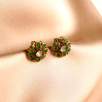 Silver Earrings with Raw Diamons, Emerald Stone