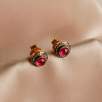 Silver Earrings with Raw Diamons and Ruby Stone