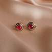 Silver Earrings with Raw Diamons and Ruby Stone