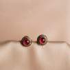 Silver Earrings with Raw Diamons and Ruby Stone